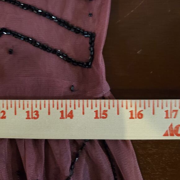 Free People Sheer Mesh Beaded Mini Embellished Slip Dress In Plum Size S Flapper - Picture 14 of 15